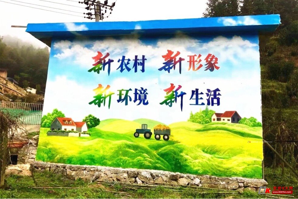 墙绘彩绘师用他们的画笔勾勒出新农村新新形象,响应国家的号召,建设新